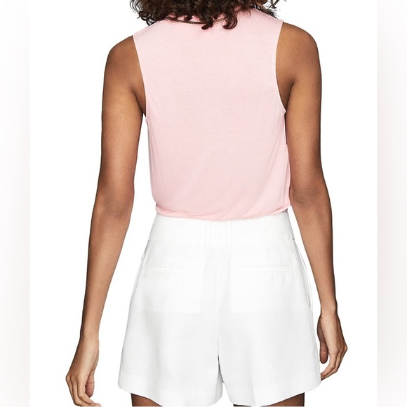 REISS Chelsea Trim Detail Silk Sleeveless Blouse in Pink - Picture 2 of 8